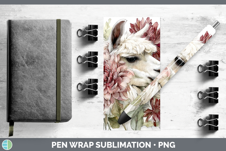 Alpaca Farm Autumn Floral Pen Wrap Sublimation Design