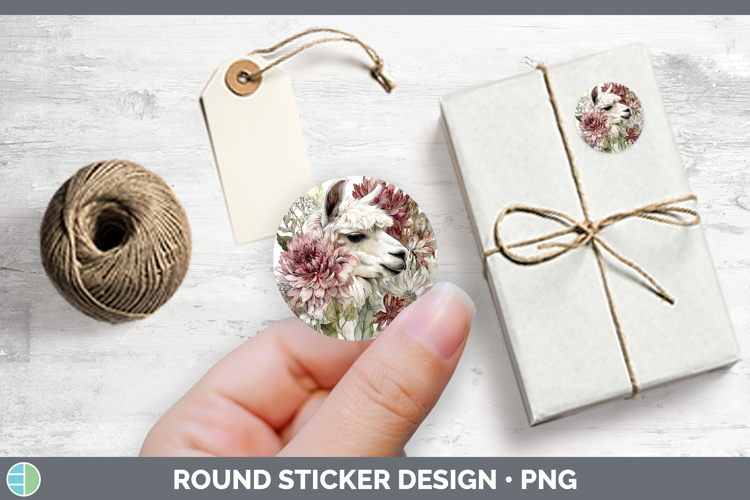 Alpaca Farm Autumn Floral Stickers Design