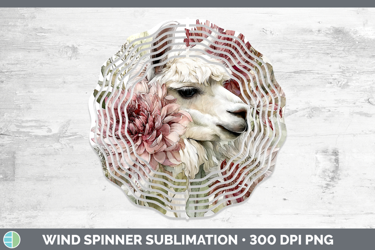 Alpaca Farm Autumn Floral Wind Spinner Sublimation Design