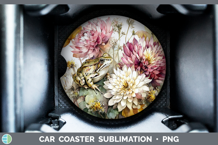 Bullfrog Farm Autumn Floral Car Coaster Sublimation Design