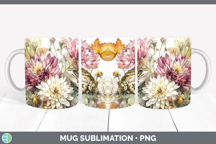 GorgeousFarm Autumn Floral Mug Wrap design.