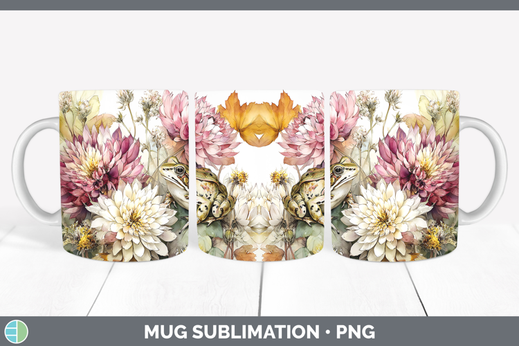Bullfrog Farm Autumn Floral Mug Wrap Sublimation Design
