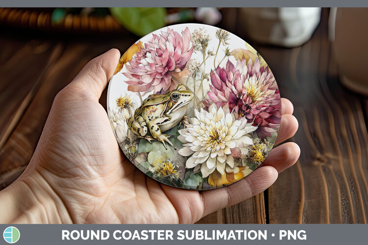 GorgeousFarm Autumn Floral Round Coaster design.