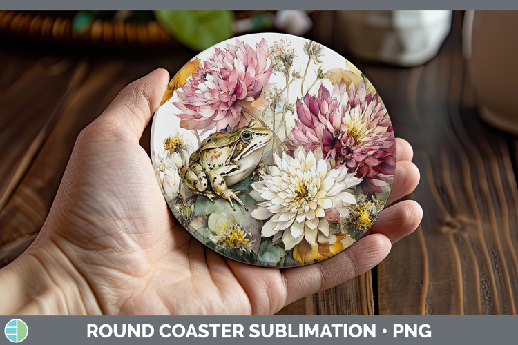 Bullfrog Farm Autumn Floral Round Coaster Sublimation Design