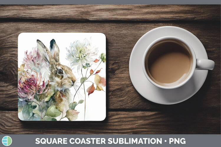 GorgeousFarm Autumn Floral Square Coaster design.
