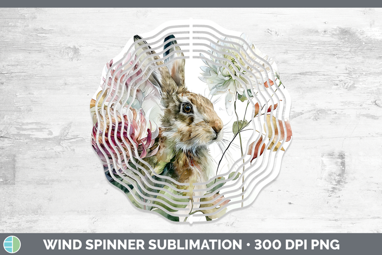 Bunny Farm Autumn Floral Wind Spinner Sublimation Design