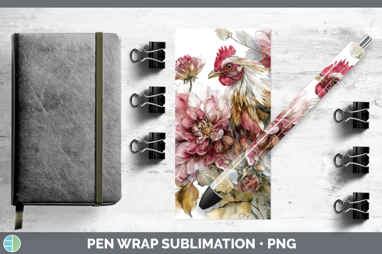 Chicken Farm Autumn Floral Pen Wrap Sublimation Design