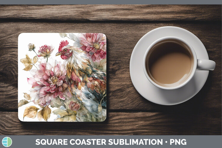 GorgeousFarm Autumn Floral Square Coaster design.