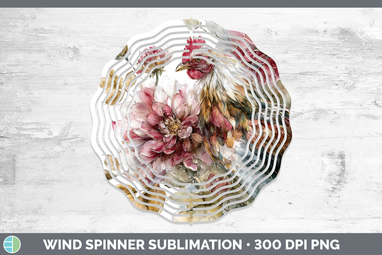 Chicken Farm Autumn Floral Wind Spinner Sublimation Design