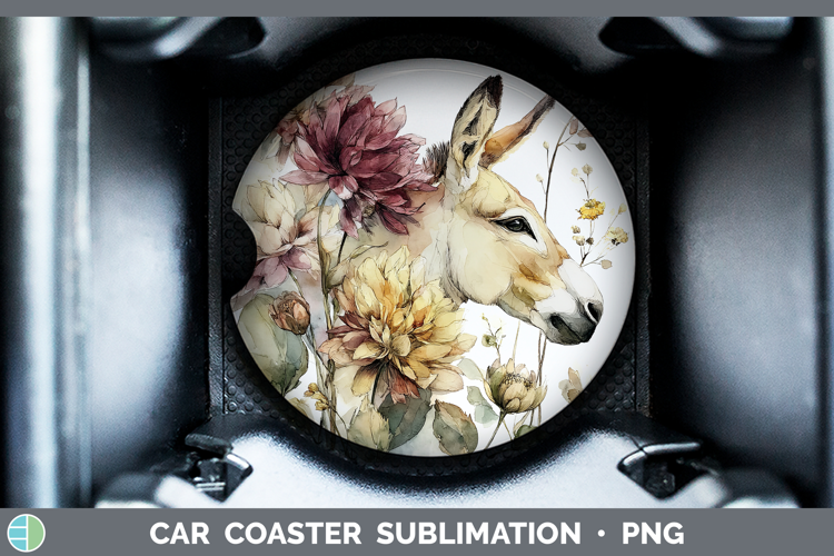 Donkey Farm Autumn Floral Car Coaster Sublimation Design