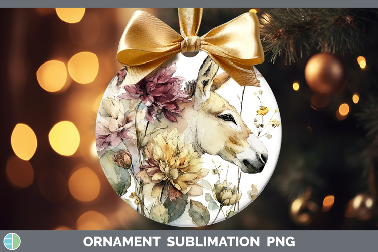 Donkey Farm Autumn Floral Ornament Sublimation Design