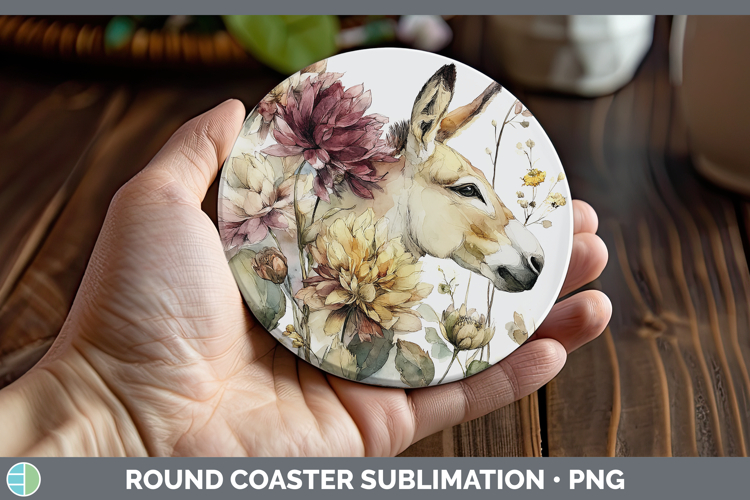 Donkey Farm Autumn Floral Round Coaster Sublimation Design