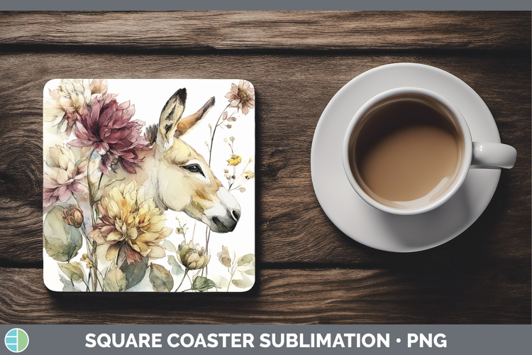 Donkey Farm Autumn Floral Square Coaster Sublimation Design