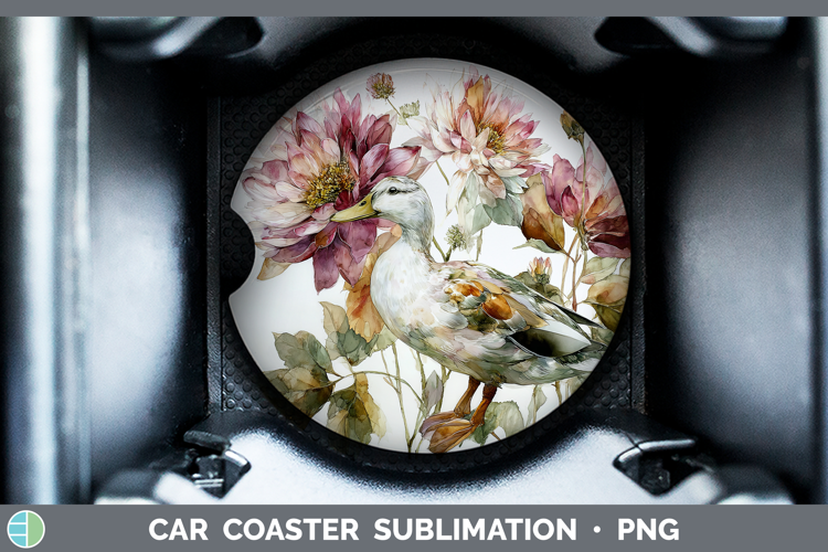 Duck Farm Autumn Floral Car Coaster Sublimation Design