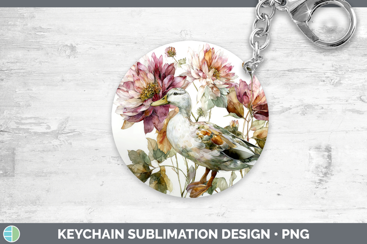 Duck Farm Autumn Floral Keychain Sublimation Design