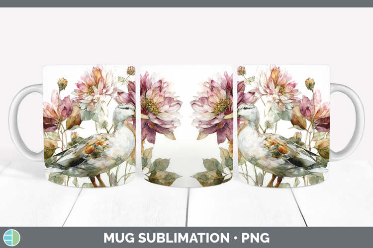 Duck Farm Autumn Floral Mug Wrap Sublimation Design
