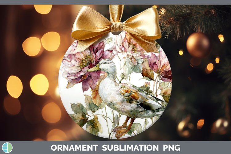 Duck Farm Autumn Floral Ornament Sublimation Design