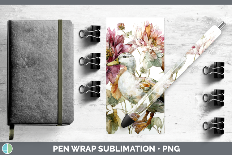 Duck Farm Autumn Floral Pen Wrap Sublimation Design