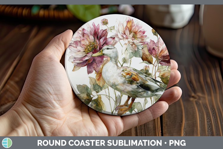 Duck Farm Autumn Floral Round Coaster Sublimation Design