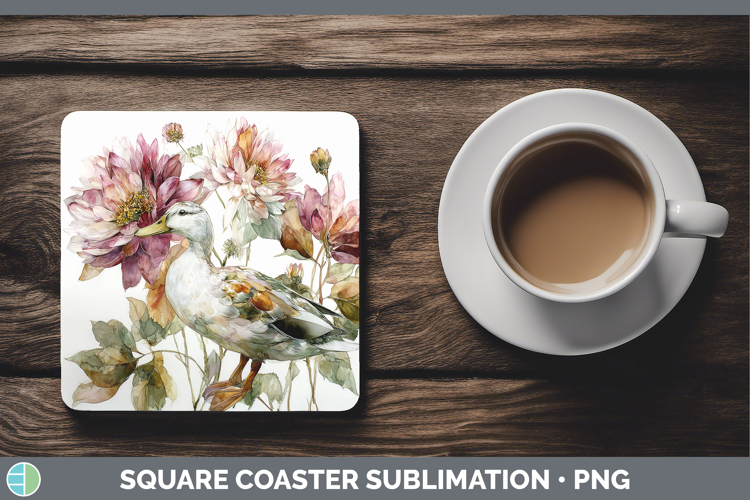 Duck Farm Autumn Floral Square Coaster Sublimation Design