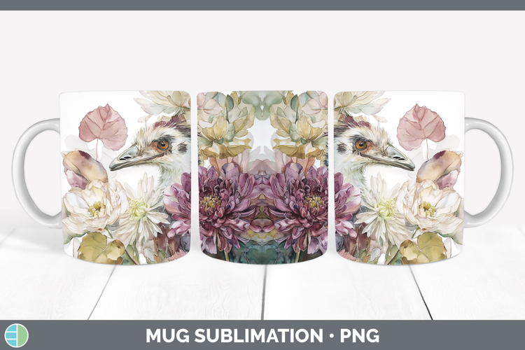 Emu Farm Autumn Floral Mug Wrap Sublimation Design