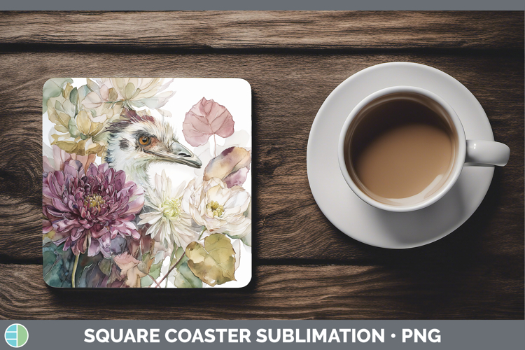 Emu Farm Autumn Floral Square Coaster Sublimation Design