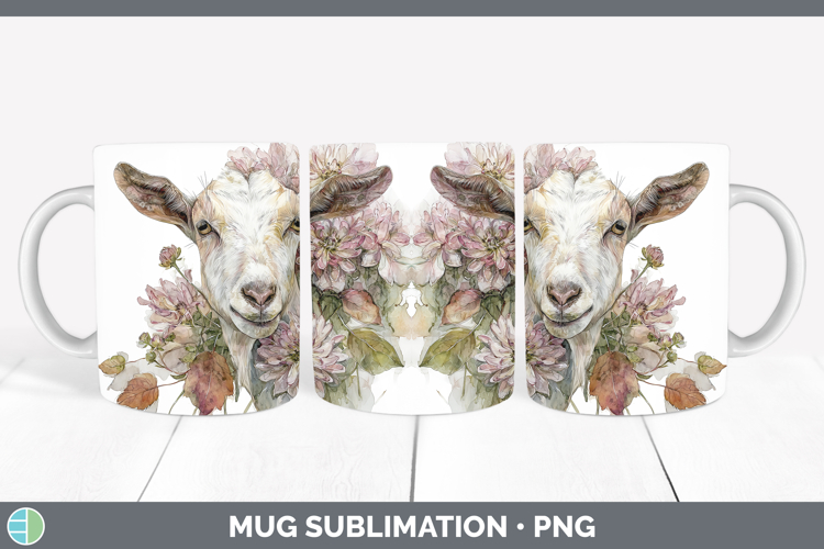 Goat Farm Autumn Floral Mug Wrap Sublimation Design