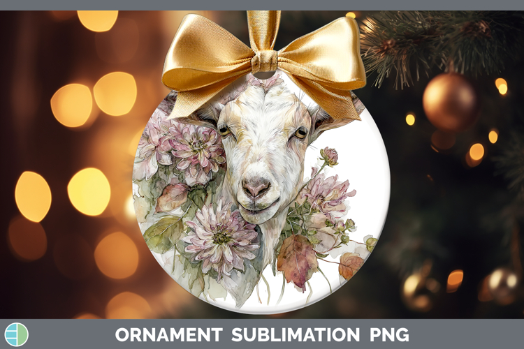 Goat Farm Autumn Floral Ornament Sublimation Design