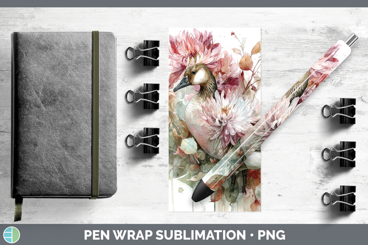 Goose Farm Autumn Floral Pen Wrap Sublimation Design