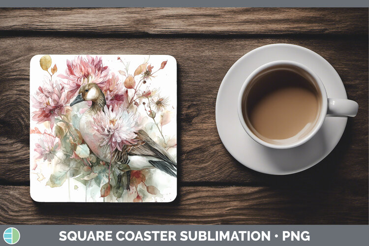 GorgeousFarm Autumn Floral Square Coaster design.