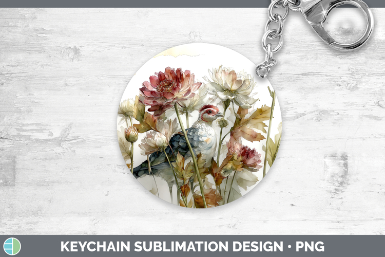 Guinea Hen Farm Autumn Floral Keychain Sublimation Design