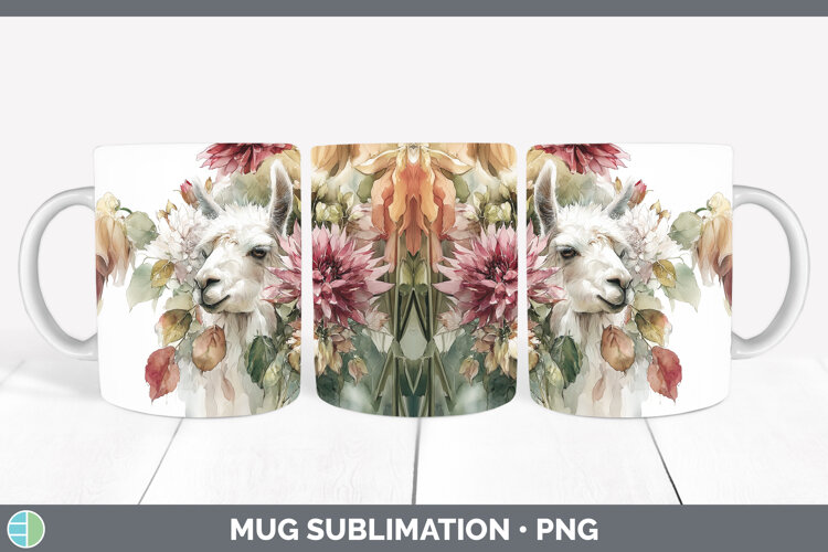 GorgeousFarm Autumn Floral Mug Wrap design.