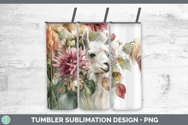 LLama Farm Autumn Floral Tumbler Sublimation Design