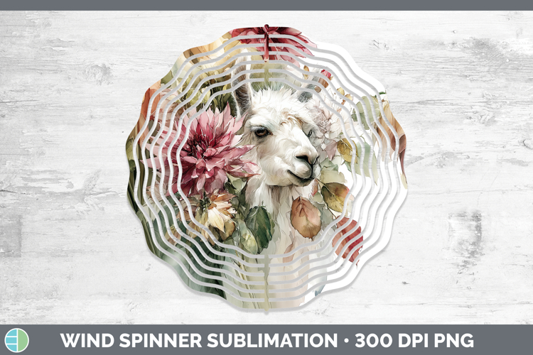 LLama Farm Autumn Floral Wind Spinner Sublimation Design