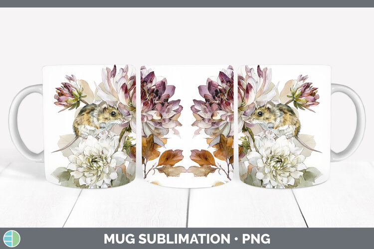 GorgeousFarm Autumn Floral Mug Wrap design.