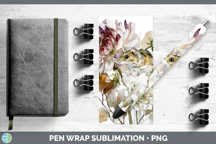 Mouse Farm Autumn Floral Pen Wrap Sublimation Design