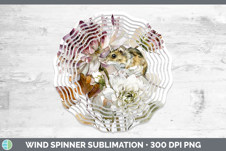 Mouse Farm Autumn Floral Wind Spinner Sublimation Design