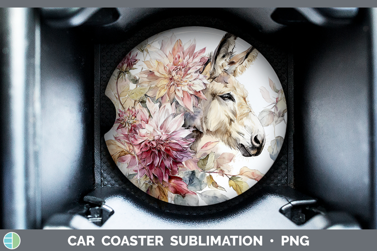 Mule Farm Autumn Floral Car Coaster Sublimation Design