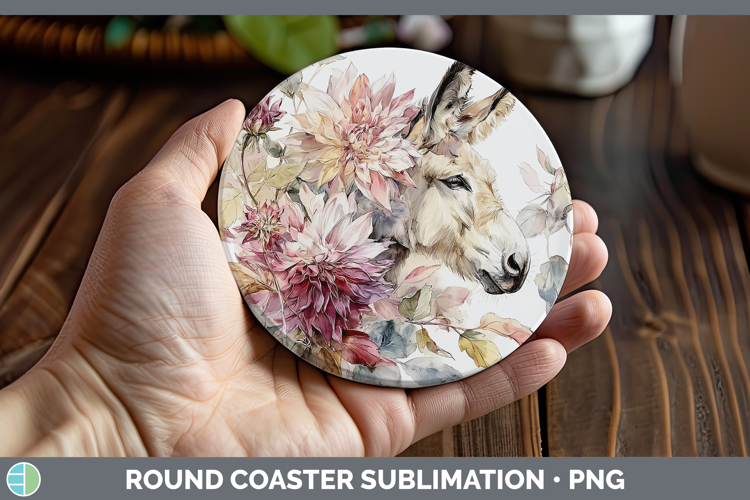 Mule Farm Autumn Floral Round Coaster Sublimation Design