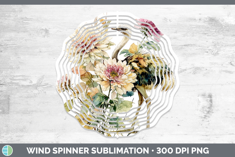 Ostrich Farm Autumn Floral Wind Spinner Sublimation Design