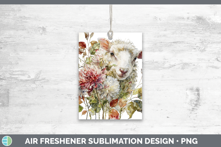 Sheep Farm Autumn Floral Air Freshener Sublimation Design