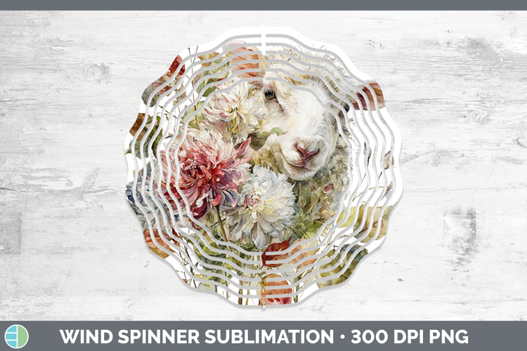 Sheep Farm Autumn Floral Wind Spinner Sublimation Design