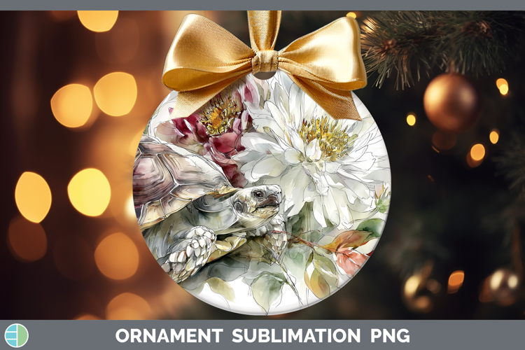 Tortoise Farm Autumn Floral Ornament Sublimation Design