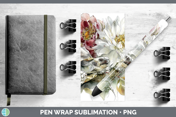 Tortoise Farm Autumn Floral Pen Wrap Sublimation Design