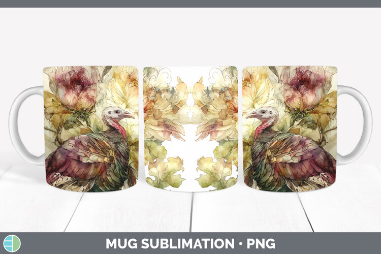 GorgeousFarm Autumn Floral Mug Wrap design.