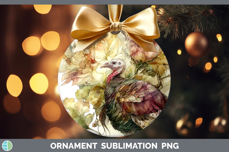 Turkey Farm Autumn Floral Ornament Sublimation Design