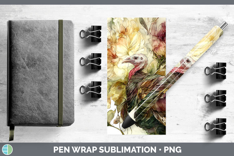 GorgeousFarm Autumn Floral Pen Wrap design.