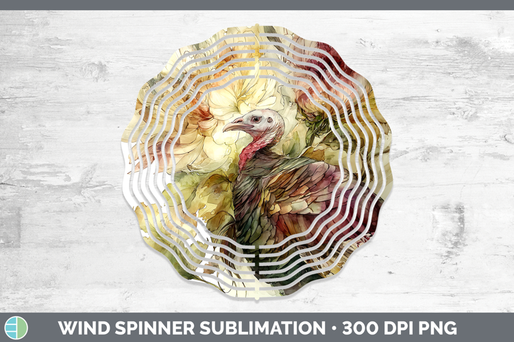 Turkey Farm Autumn Floral Wind Spinner Sublimation Design
