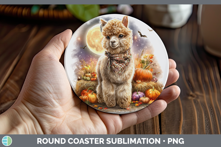 Farm Bandana Halloween Alpaca Round Coaster Sublimation Coas