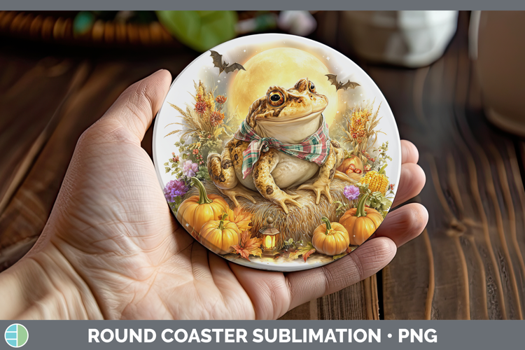Farm Bandana Halloween Bullfrog Round Coaster Sublimation Co